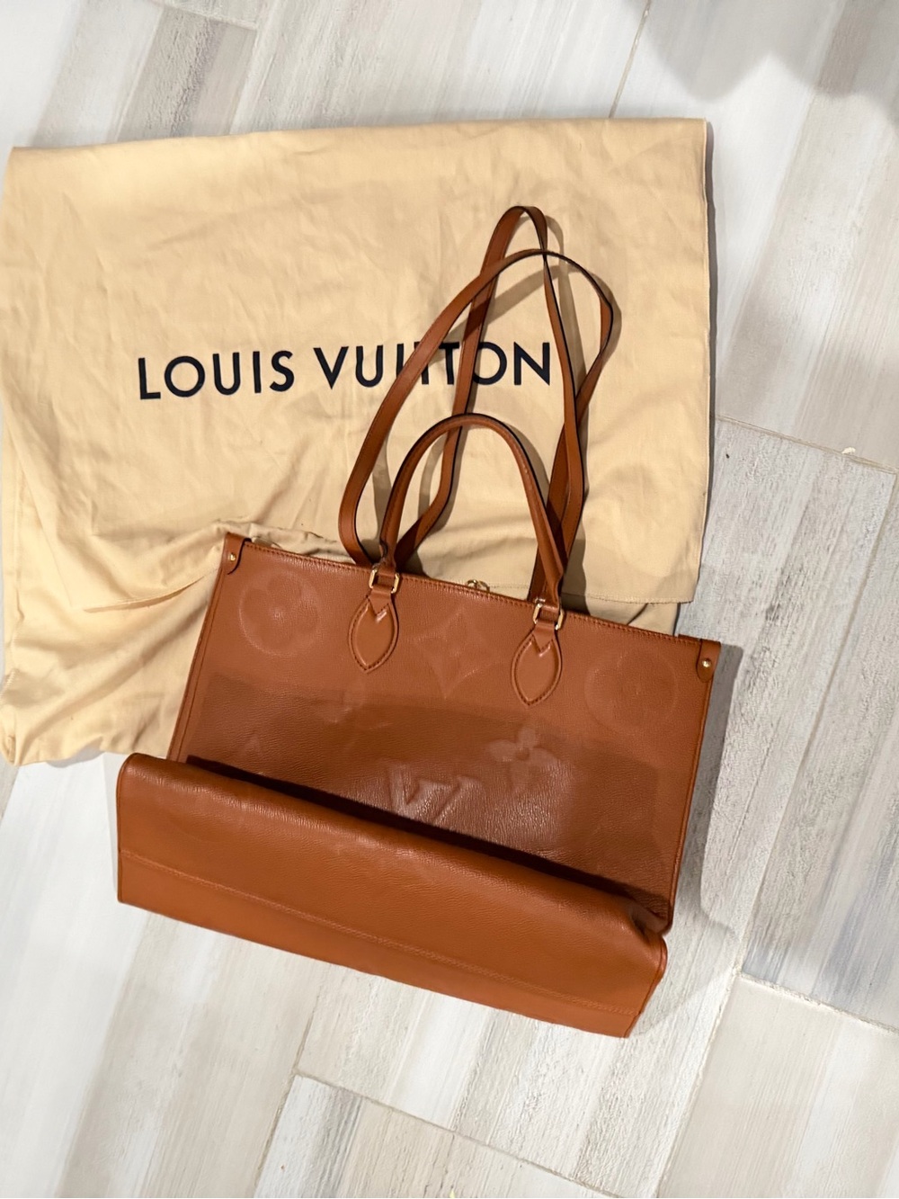 Louis Vuitton Cognac Leather Tote with Double Straps